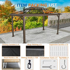 HOTEEL 10x15 Hardtop Gazebo on Clearance with Heavy Duty Galvanized Steel Double Metal roof,Aluminum Frame,Patio Gazebo with Curtains and Netting,Outdoor Permanent Gazebo Pavillon for Backyard,Bronw