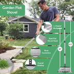 Manual Weed pullerTool,Heavy Duty 12''Flat Shovel, 14''Steel Metal Thatch Rake with Adjustable Long Handle for Leaf & Moss & Edging & Ice & Snow Removal in Lawn,Driveways, Patios, Garden Cracks