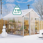 6 x 8 FT Greenhouse, Heavy-Duty Polycarbonate Large Walk-in Greenhouse Roof Vent ,Aluminum Frame & Lockable Door, for Backyard, Green Houses for Outside Garden Backyard