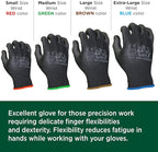 WOLF Polyurethane Palm Coated Nylon Shell Work Gloves, Construction, Mechanic, Warehouse, Yard Work, Gardening