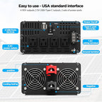 2000W Pure Sine Wave Inverter, Car Power Inverter 12V to 120V AC Converter for RV, Truck, Solar, with 4 AC, 3 USB(5V 2.1A), Hardwire Port, Remote Controller, HD Display, Mult Protection, Surge 4000W