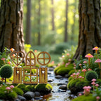 6Pcs Brown Wooden Fairy Garden Door, Blank Door Fairy House Doors and Windows Ornaments Tree Statues for Tree Trunk Yard Decoration, Miniature Gardens Buildings , Garden Sculptures and Statues