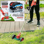Electric Weed Wacker 21V Electric Weed Cordless Eater with 2pcs Batteries and 3 Types Blades&Auxiliary Wheel Weed Trimmer Lightweight 3 in 1 Stringless Grass Trimmer Edger/Brush Cutter for Lawn