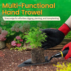 Garden Tool Set, 2 Piece Heavy Duty Gardening Hand Tools with Comfortable Handle, Including Garden Trowel and 6-Tine Rake, Durable Gardening Gift for Kids Men Women