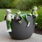 3 Pack Tipsy Frog Figurines Pot Huggers Statues Garden Decor for Outside,Plant Decorations for Pots,Miniature Frog Ornaments for Patio,Balcony,Backyard,Lawn,Unique House Warming Gifts for Women