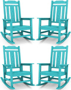SERWALL Oversized Rocking Chair Set of 4 Outdoor, HDPE Outdoor Rocking Chair Set of 4, Aruba