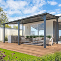 AECOJOY 16' x 10' Gazebo Outdoor Pergola for Patio, Large Wall-Mounted Hard Top 10x16 Lean to Metal Gazebo Shelter Pergolas and Gazebos Clearance with Patio Roof, Heavy Duty Awnings for Patio, Decks