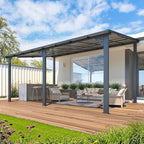 AECOJOY 16' x 10' Gazebo Outdoor Pergola for Patio, Large Wall-Mounted Hard Top 10x16 Lean to Metal Gazebo Shelter Pergolas and Gazebos Clearance with Patio Roof, Heavy Duty Awnings for Patio, Decks