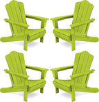 KINGYES Folding Adirondack Chair Set of 4, HDPE All-Weather Folding Adirondack Chair, Apple