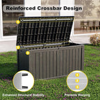 ROJIK Outdoor Storage Housing Deck Box - Waterproof Patio Furniture, Garden Tools, Cushions, Pool Accessories Storage Bench with Lockable Lid and Side Handles (Black 158 Gal)