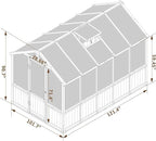 Greenhouse for Outdoor, 6x8ft-8x12ft Wooden WAK-in Greenhouse Kitwith 6MM Thick Polycarbonate Panel, Lockable Door & Adjustable Roof Vent ，Backyard Garden ﻿ (Light Mocha Brown, 8*10FT)