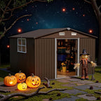 10FT x 8FT Outdoor Storage Shed, Waterproof, Lockable Door Metal Tool Shed with Sliding Door and Air Vents, Storage House for Gardening Tools, Metal Storage Shed for Garden, Backyard, Lawn