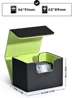 ZLCA Card Deck Box for Trading Cards, MTG Commander Deck Box Holds 120+ Single Sleeved, Leather Magnetic Card Storage Case Fits for TCG CCG Magic(Black& Green)