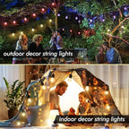 48FT Solar Outdoor String Lights, 15 Shatterproof Edison LED Bulbs, Dimmable RGB Color Changing Patio Lights with 8 Modes & Remote, Waterproof Commercial Grade for Garden, Yard, Party