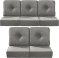Luxury 22x24/22x25 6-Inch Outdoor Cushions for 5 Peice Patio Furniture Set - Set of 5 Water Repellent Pillow for Wicker Rocking Swivel Chairs Loveseat Couch Sectional Sofa - Grey