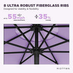 Midtown Umbrellas Push and Pop 10 Feet Outdoor Umbrella, Purple Polyester Fabric - Fiberglass Ribs Deck Patio Umbrella, Backyard Umbrella, Garden Umbrella & Pool Umbrella - Black Pole