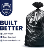 Plasticplace 55-60 Gallon Trash Bags, 1.2 Mil Heavy Duty Contractor Garbage Bags, Black Tear-Resistant Bags for Construction, Yard Waste, Industrial Use, Large 38” x 58” (100 Count)