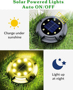 Biling Solar Ground Lights Uplight Sidelight, 12 Packs Bright Solar Outdoor Lights Waterproof for Yard Pathway Driveway Garden Poolside (Warm White)