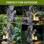 Solar Garden Outdoor Statues Rabbit with Solar Lantern,Outdoor Bunny Figurines Decorations,Lawn Decor Bunny Statue for Patio, Balcony, Yard Ornament,Unique Housewarming and Easter Gifts