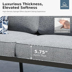 MFSTUDIO 6 Pieces Metal Patio Furniture Sets, 2 Swivel Chairs, 3-Seat Loveseat Sofa, 2 Patio Chairs & 1 Marbling Coffee Table, All Weather 7 Seats Outdoor Conversation Set for Garden Backyard, Grey