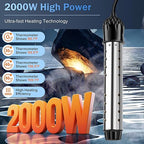 Portable Water Heater 2000W, Pool Heater - Immersion Heater with Digital Thermometer, Upgraded Magnesium Oxide Heating for Fast Heating, for Small Pools, Bathtubs, Buckets, Tanks