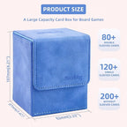 Magic Card Deck Box for MTG Single Deck Card Box fits 100+ TCG Sleeved Cards Soft Leather Card Box Top loading Card Boxes Magic Gift for MTG TCG CCG (Vertical,Light Blue)