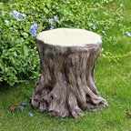 13''H Tree Stump Statue Stool with Faux Wood Grain Finish Magnesium Oxide Stump Sculpture Stump Side Table Garden Pedestals Tree Stump End Table for Indoor/Outdoor Patio Yard Garden Porch Decor