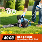 SENIX 4-Cycle 18-Inch Gas Chainsaw | 49cc Cordless Chain Saw for Wood Cutting, Tree Trimming, Farm & Home Garden Use | No Fuel Mixing, Automatic Oiler & Quick Start Engine