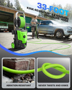 Pressure Cleaner, Portable Power Cleaner with 4 QC Nozzles and Soap Bottle, Cleaner Machine for Cars/Home/Driveways/Patios/Decks/Fences