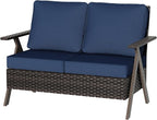 Patio Outdoor Wicker Loveseat, 2-Seat Sofa with Soft Cushion, All-Weather Outdoor Couch Patio Furniture for Balcony, Poolside, Backyard, Porch