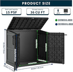 Light Gray Outdoor Resin Storage Shed 36 Cu. Ft. Garden Horizontal Storage Extra Large Capacity Weather Resistant Storage Box, Lockable Resin Waterproof Shed for Garbage Cans, Garden Tools