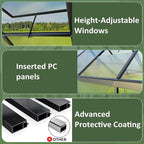 4x6 FT Quick Setup Polycarbonate Greenhouse with Roof Vent, Large Aluminum Walk-in Green House for Outdoor Garden Backyard, Black