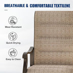 UDPATIO Patio Swivel Dining Chairs Set of 6, Outdoor Swivel Chairs High Back with All Weather Padded Textilene, Metal Rocking Frame for Lawn Garden, Brown
