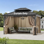 Gazebo Curtain Replacement Universal 4-Panel Sidewalls 11' x 13', Outdoor Gazebo Privacy Curtains with Zipper, Replacement for Outdoor, Patio Canopy, Garden and Backyard (Curtain Only)