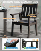 YEFU Patio Dining Chairs Set of 6: All Weather Outdoor Dining Chairs with Wide Curved Seat and Backrest - Outdoor Furniture Plastic for Outside Backyard/Garden/Porch/Deck 350lbs Capacity Black
