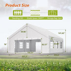 20x20 FT Heavy Duty Party Tent, White Outdoor Canopy with Removable Sidewalls & 2 Storage Bags, Waterproof Gazebo for Wedding, BBQ, Camping, and Commercial Use