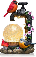 TERESA'S COLLECTIONS Garden Decor for Outside Red Cardinal Bird Statues with Outdoor Solar Lights, Resin Garden Sculptures & Statues for Lawn Porch Yard Decor, Valentines Gifts for Women Mom,8.3"