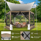 COBIZI 12x12 pop up Gazebo on Clearance Screen Tent for Camping, Scalable Sesign Outdoor Canopy Tent with Extension Support Poles & sidewalls,with Portable Carrying Bag and Ground Stakes,Khaki
