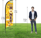 Honey for Sale Sign Feather Flag, 9.18FT Double-Sided Outdoor Advertising Swooper Banner with Pole Kit & Ground Stake – Tear-Resistant Polyester Feather Flag for Shops, Events & Promotions