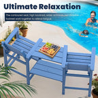 Tall Adirondack Chairs Set of 2, All Weather HDPE Poly Bar Height Balcony Adirondack Chair with Removable Double Connecting Trays, Outdoor Adirondack Barstools for Deck, Patio, Yard, Pool, Lawn