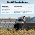 6000W Voltage Auto Converter Transformer, Heavy Duty Step Up/Down Power Converter 110/120/220/240V with 3 US Outlets,3 Universal Outlets,LED Display,w/US Standard Power Cord Circuit Breaker Protection