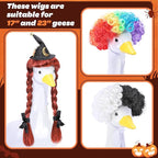 DECOHS 3 Pcs Halloween Porch Goose Wigs, Funny Lawn Statue Goosey Braid Wigs with Hair Clip, Garden Goose Outfits Costume Witch Clown Wigs Accessories for Halloween Decor Outdoor Patio Yard Statue