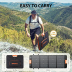 GRECELL 120W Portable Solar Panel for Power Station, 24% High Efficiency Bifacial Panel 21.6V Foldable Waterproof with XT60/Type-C/2 USB DC Output, 120W Solar Panel for Outdoor, Camping, Van, RV, Trip