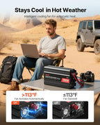 VEVOR 1000W Power Inverter, 12V DC to 120V AC Modified Sine Wave Inverter, Car Charger Converter with USB & Type-C Port, 2 AC Outlets, LED Indicator Light, Ideal for RV, Truck Outdoor Camping