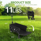 AYP Collapsible Wagon Cart Foldable with Wheels, Beach Wagon with Extended Tailgate & Brake, Heavy Duty Rolling Carts for Garden, Grocery Shopping, Camping, Outdoor Sports, Yard Work, Fishing