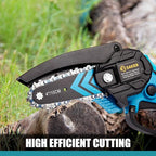 Saker Mini Chainsaw,Portable Electric Cordless Chainsaw,Battery Powered,Small Power Handheld Chain Saws Pruning Shears for Tree Branches,Christmas Gifts for Men Dad Women(2 Batteries&3 Chains)