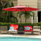 Sundale Outdoor 11 ft Patio Umbrella with Sand Bag Umbrella Base Included, Outdoor Umbrella with Tilt and Crank, Red
