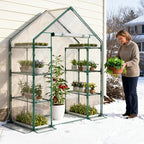 Indoor Greenhouse with Grow Light, 4-Tier Mini Greenhouse 56.3"x28.7"x76.8" Small Greenhouse with Zippered PVC Cover for Seed Starting Trays, Dimmable Plant Light for Indoor Plants with Timer