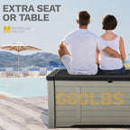 DWVO 120 Gallon Outdoor Storage Box, Large Resin Deck Box with Louver Design, Lockable Patio Storage Bin for Indoor and Outdoor Use, Pillows, Tools, and Pool Supplies -Black & Brown