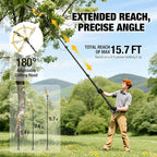 2-in-1 Electric Pole Saw - 6 Inch Brushless Mini Chainsaw with Extension Pole,2x3.0Ah Batteries,Auto Oiling,Lightweight,15.7FT Reach Extension Tree Trimmer Cordless Pole Saws for Tree Trimming Pruning